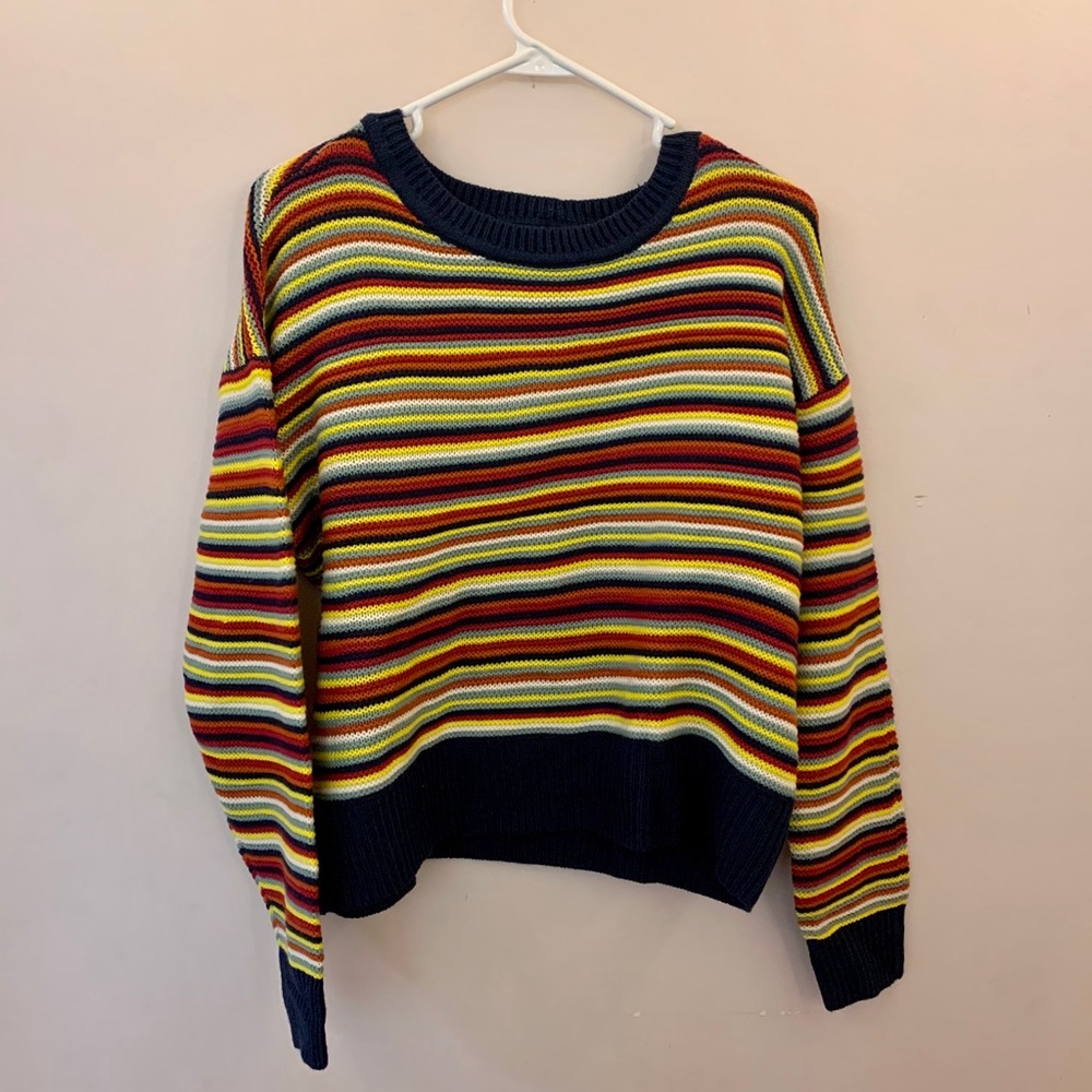 Mulit-Color Striped Cropped Sweater